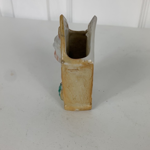 Vintage mini wall pocket with a horse and 2 pineapples on front. 3.25” high. - Picture 2 of 7